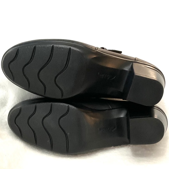Black Clarks Collection Maryjane Leather Minimalist Flat Comfort Loafer Sz 6.5 - Picture 10 of 13